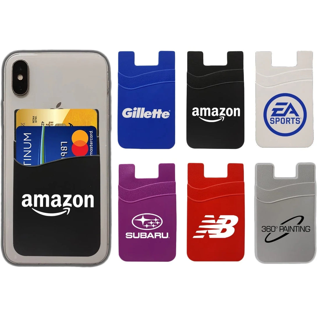 Wholesale printed logo Mobile Credit Card Holder 3m Sticker ID Card Holders Silicone Phone Card wallet For Cell Phone