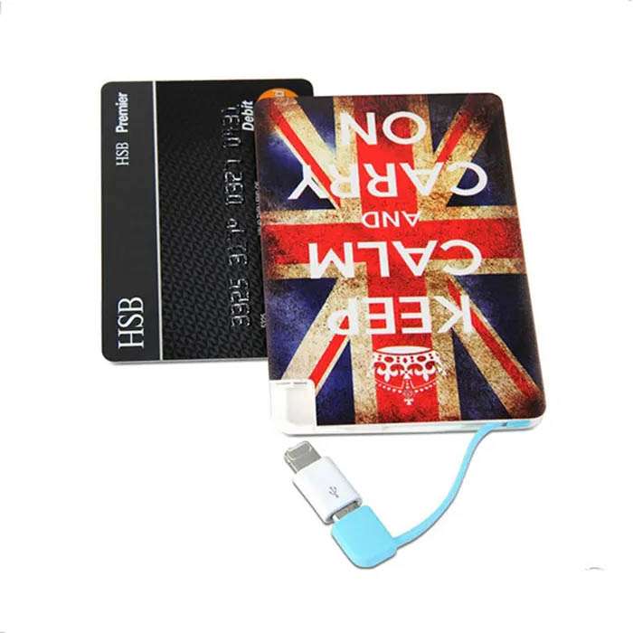 Custom Logo Promotional best credit card power bank ultra slim 2500mAh