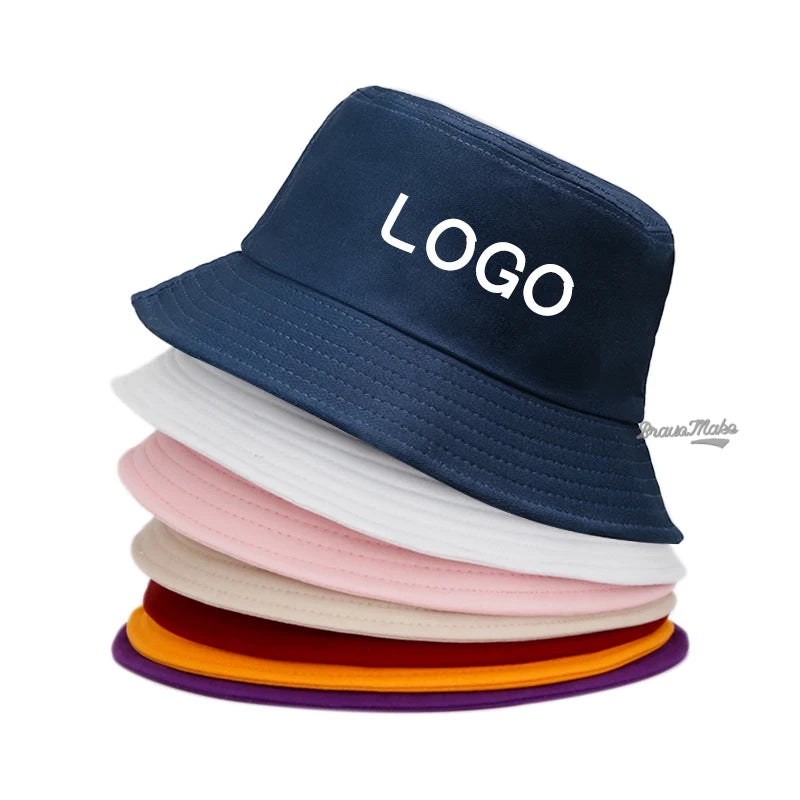 Wholesale Solid Printed All Cotton Bucket Hats Embroidered Logo Wide Brim Blank Fisherman Caps Casual Plain Buckets Hats