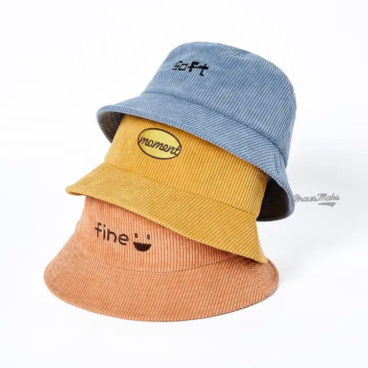 OEM custom high quality unisex bucket hat blank 100% cotton corduroy embroidery fashion bucket hat