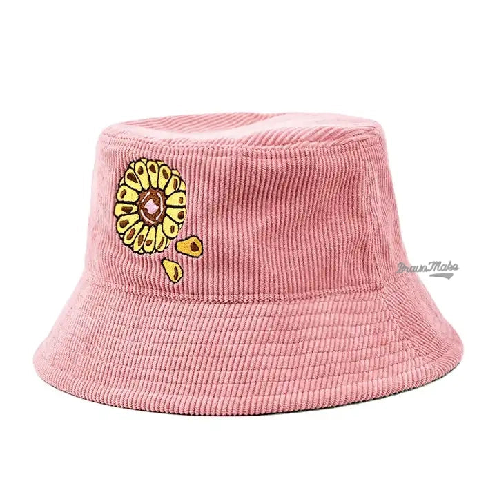 Custom tan colour embroidery logo unisex bucket hat corduroy hat