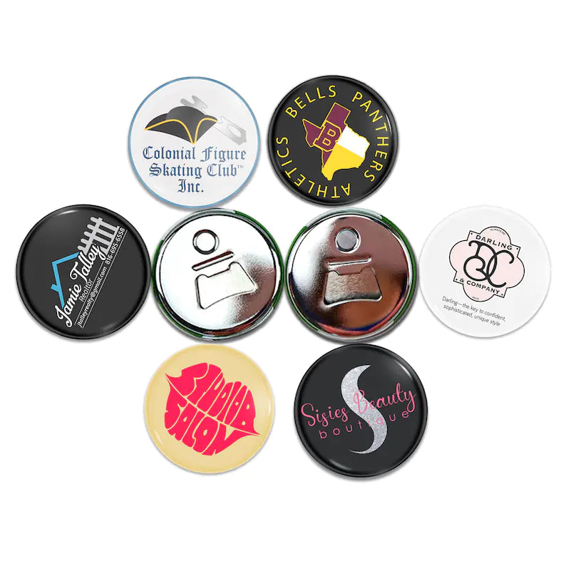 Customized Logo Round Refrigerator Magnet Tin Badge Button Magnetic Wine Beer Bottle Opener