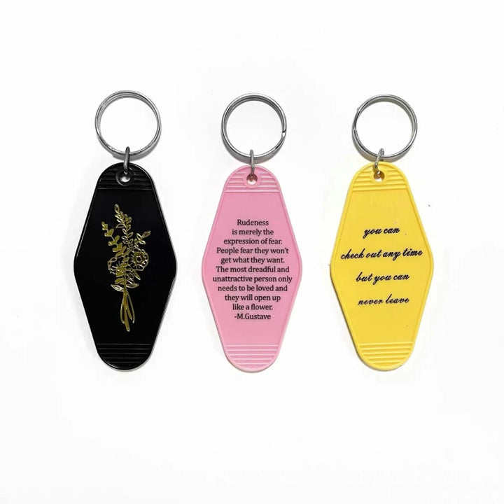 Wholesale Cheap Plastic Keychain Plain Key Tag Custom Logo Vintage Hotel Motel Keychain 