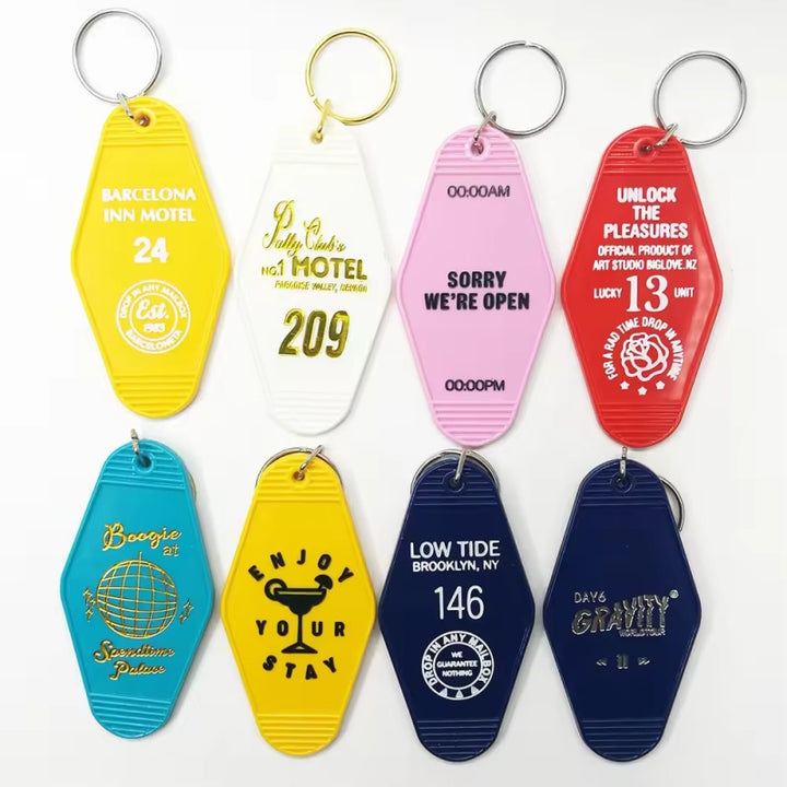 Wholesale Custom Retro Vintage Motel Room Keychain Bulk Sublimation Blank Keychain Hotel Key Tag