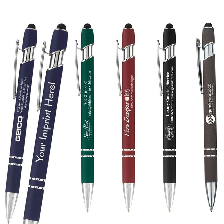 Custom Imprinted Soft Touch Coated Metal Stylus Pen 