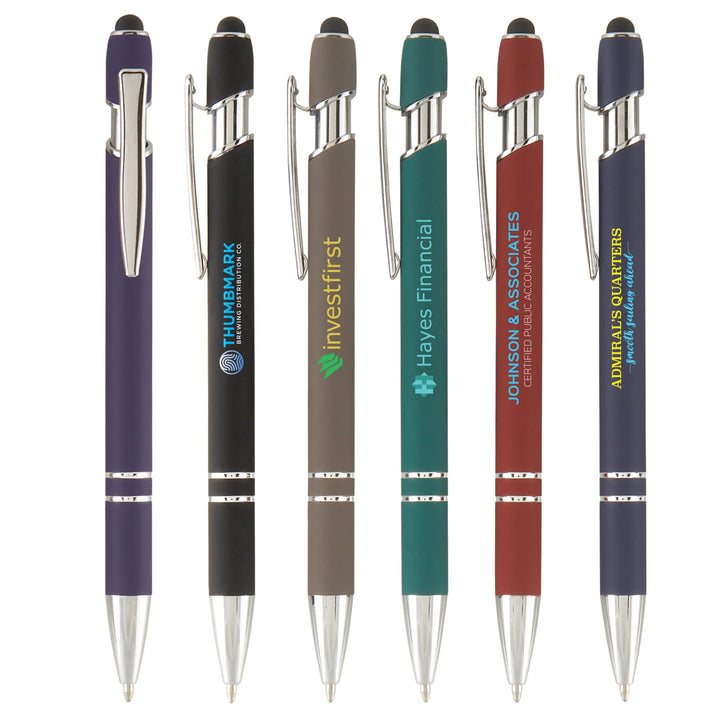 500pcs/lot Promotional Gift Custom Logo Soft Touch Ballpoint Pen with Stylus Premium Metal Pen