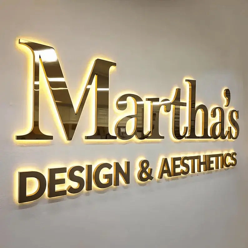 Custom 3D Backlit Letters & Logo Sign For Business, Bar, Office, Salon, Storefront, Reception