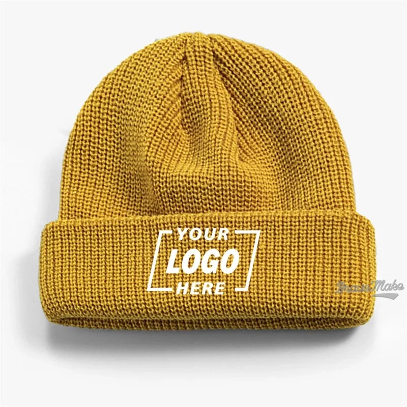 fashion custom logo 100% acrylic knitted hats caps wholesale plain beanie hat beanies