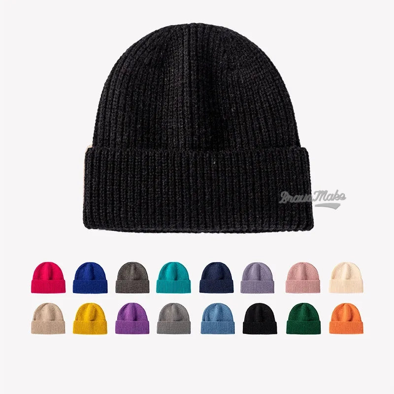 Winter Beanie Hats Winter Women Men Wholesale Cashmere Wool Knitted Beanies Skully Custom Logo Classic Striped Unisex Plain Custom Knit Beanie Hats