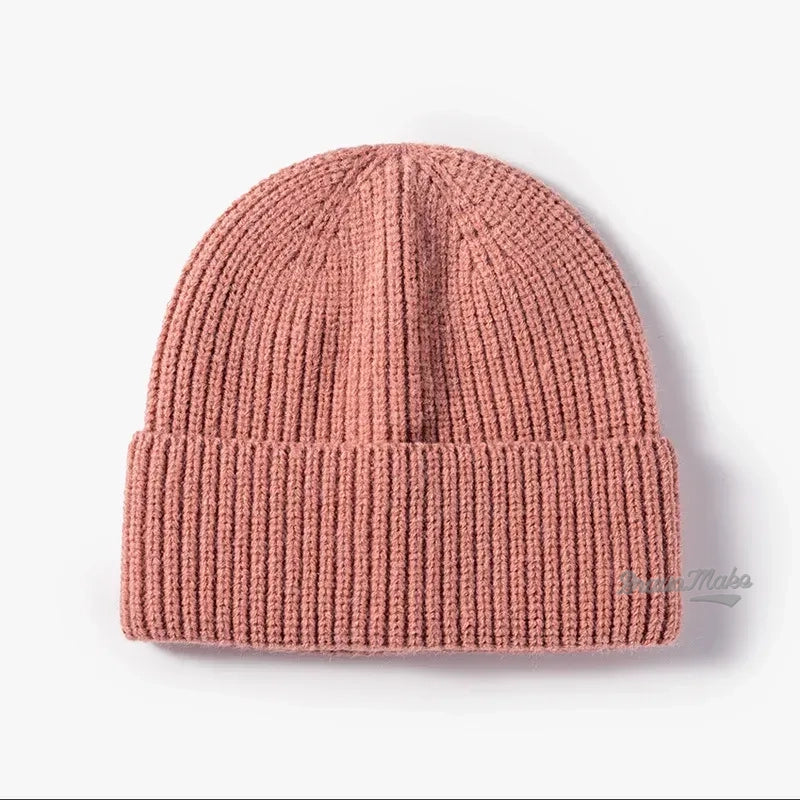 Skin Friendly 100% Cotton Rib Knit Cuffed Roll up Edge Beanie Hats for Men and Women