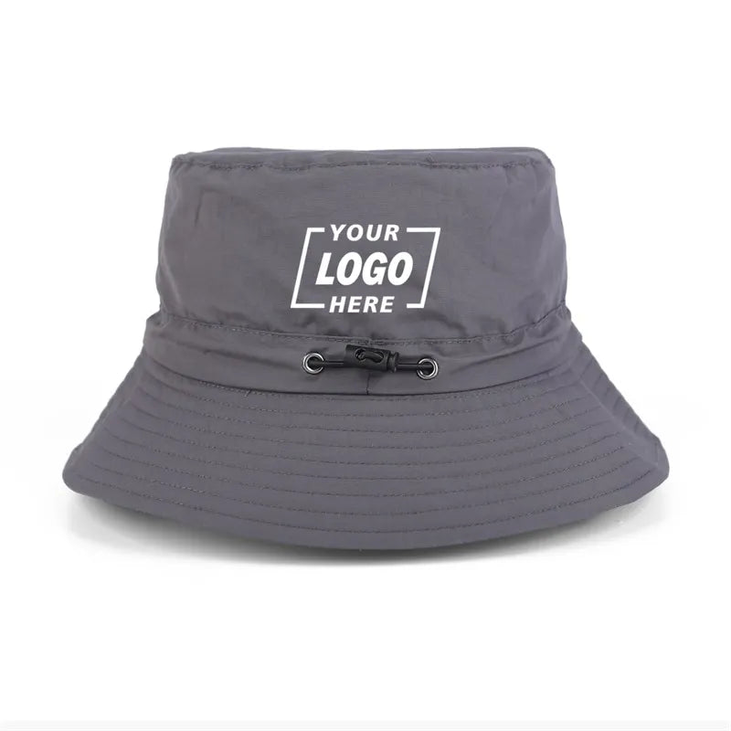 Custom Sun Protection Wide Brim Bucket Hat Waterproof Boonie Hat Laser Cut Drilled Hole Perforated Bucket Hats With String