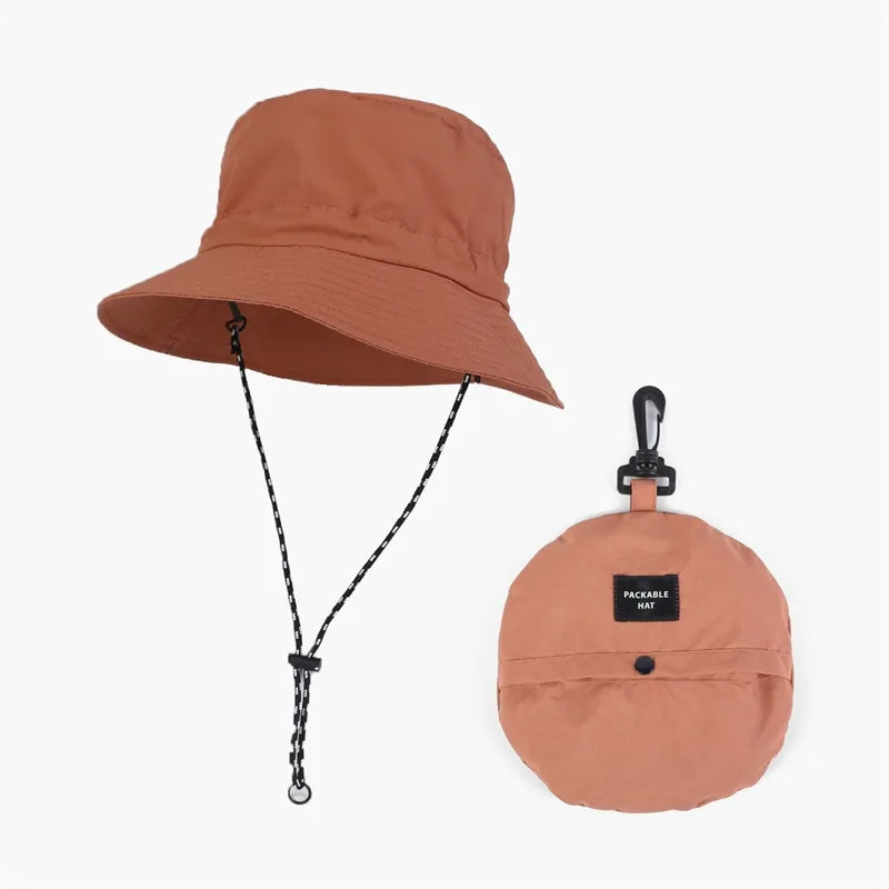 New Wide Brim Fishing Boonie Bucket Hat Camouflage Mesh Polyester Sun Protection Folding Fisherman Hats With String Bulk