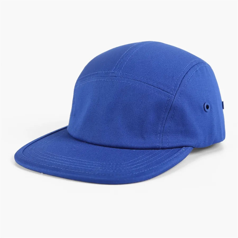 Superior Cotton Structured Twill Square Flat Visor w/ Binding Trim 5 Panel Camper Hat Adjustable Release Plastic Buckle