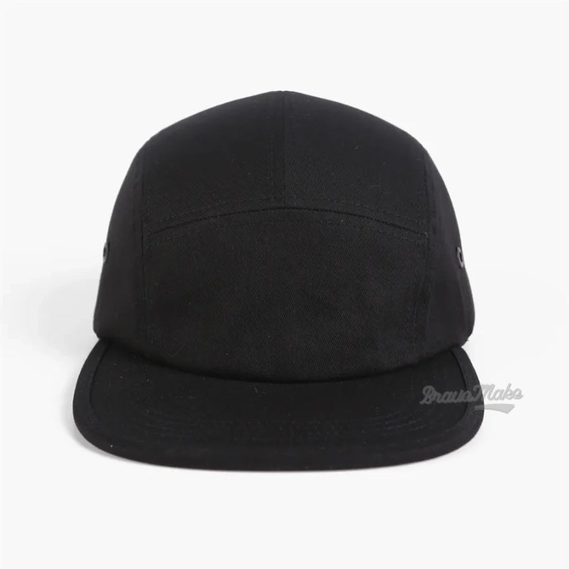 High quality outdoor 5 panel nylon snapback cap custom logo flat bill camper hat