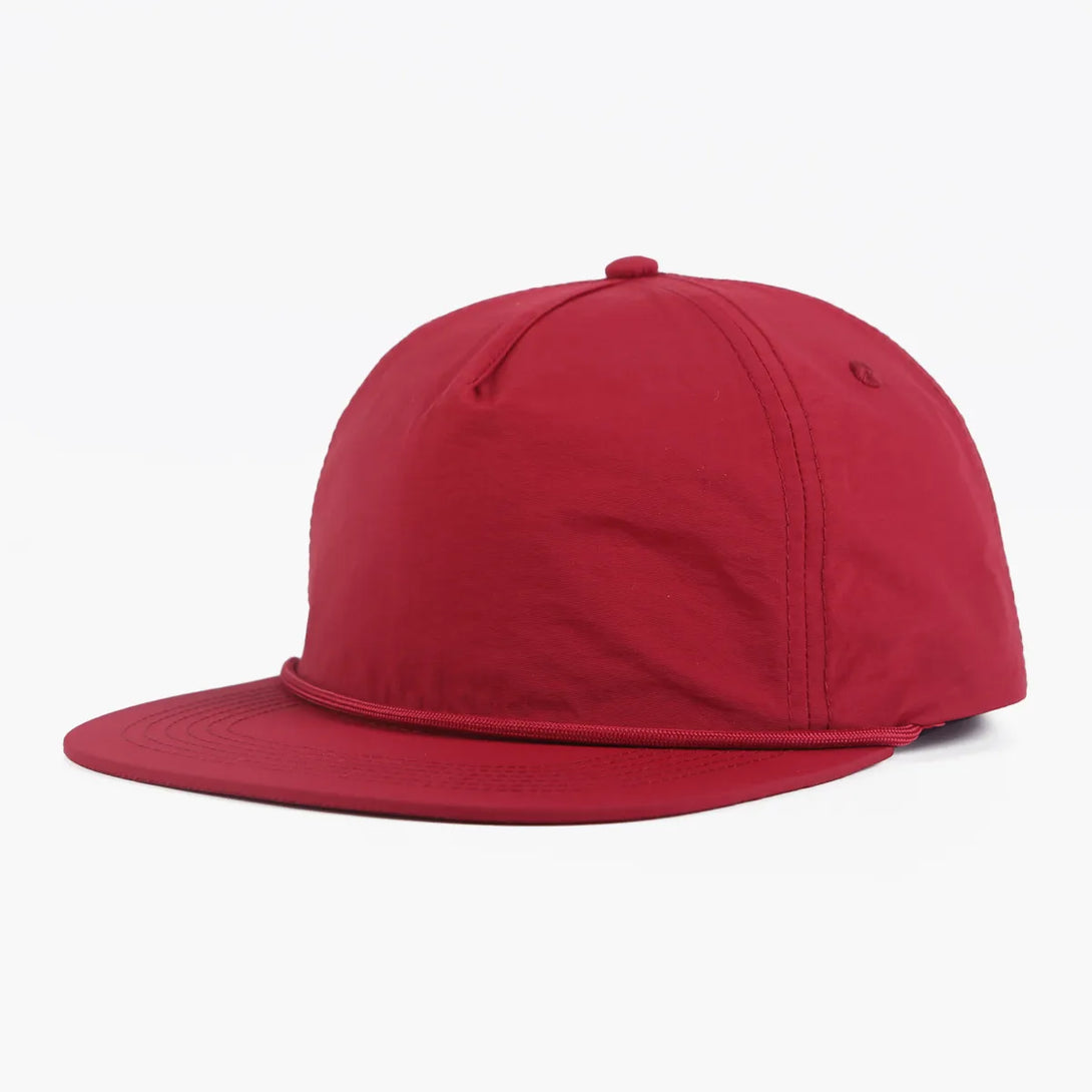 Custom High Quality 5 Panel Unstructured Nylon Hat Quick Dry Waterproof Patch Logo Rope Snap Back Snapback Caps