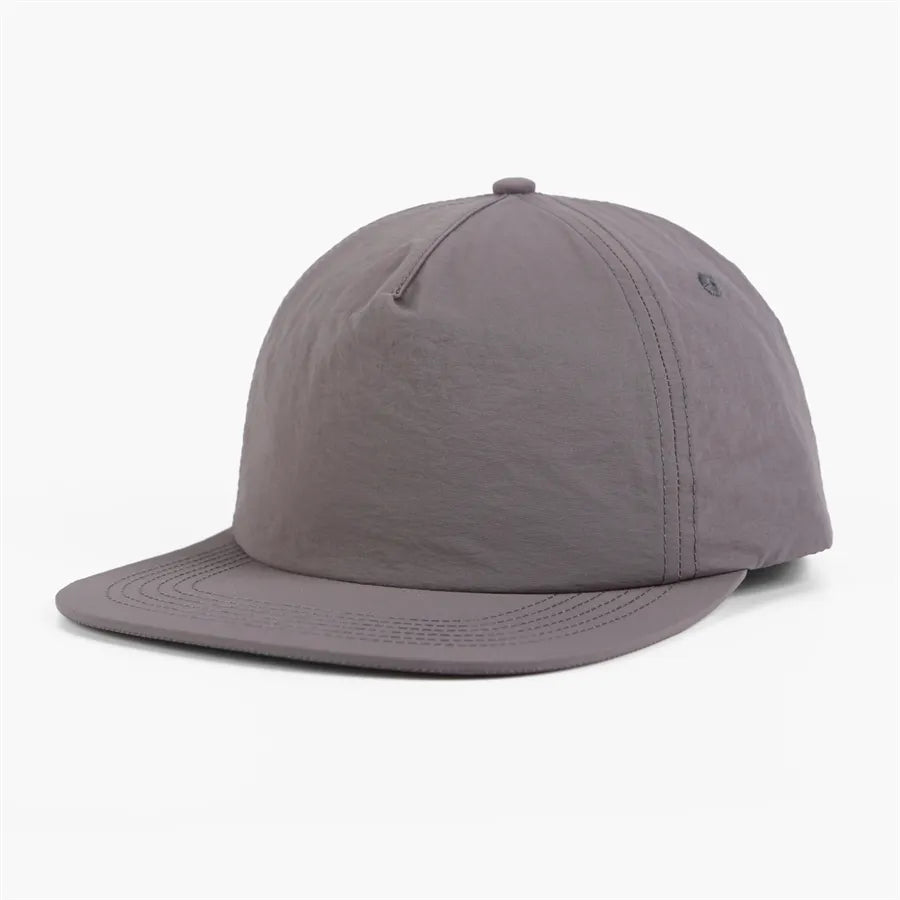 Unstructured Quick dry lightweight breathable five-panel hat soft nylon snapback cap short flat top hat