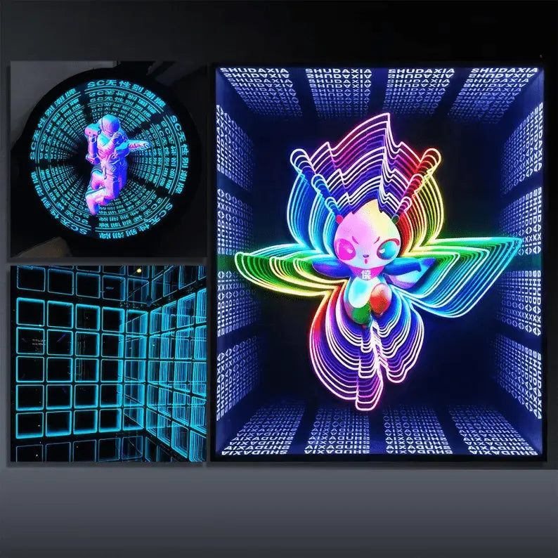 LED NEON INFINITY MIRROR CHANNEL LETTER & NUMBERS CUSTOM BUSINESS SIGN WALL DECOR
