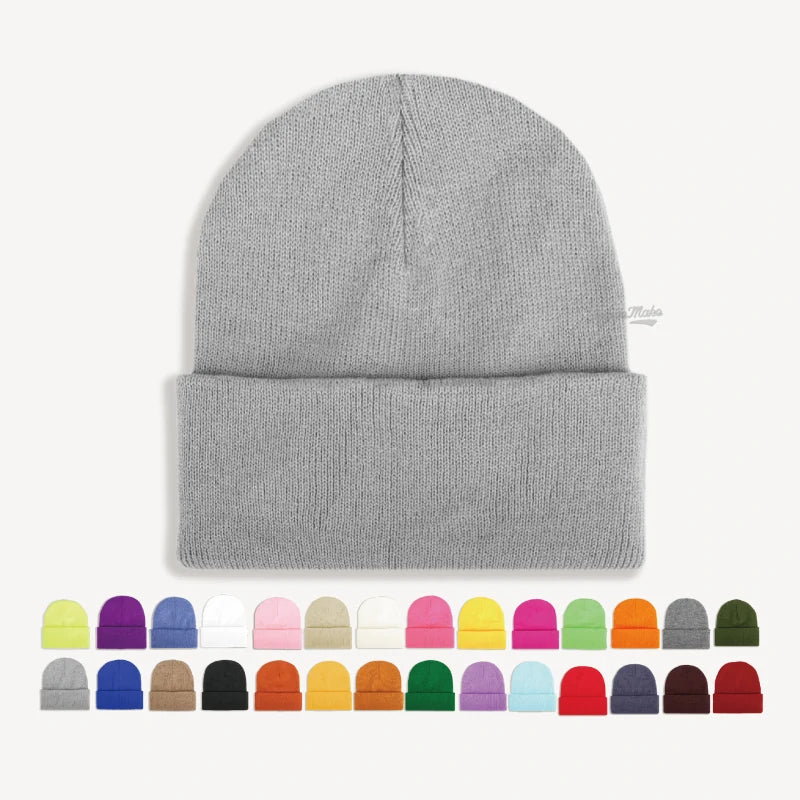 Unisex Children And Adults Elastic Beanie Cute LOGO Winter Hat 100% Acrylic Jacquard Winter Hats For Men