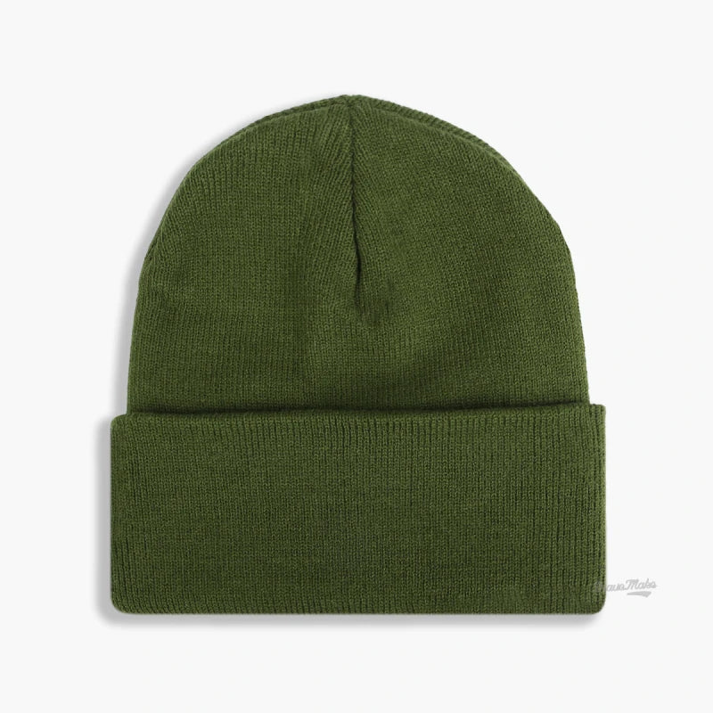 Fashion Custom Logo Solid Color Knitted Beanie Custom Logo Beanie Acrylic RPET Material