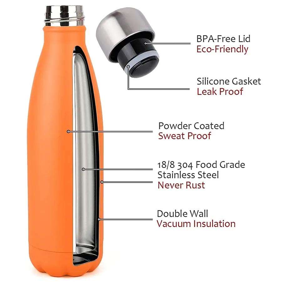 17 oz Vacuum Insulated Stainless Steel Thermo Sport Bottle For Drink