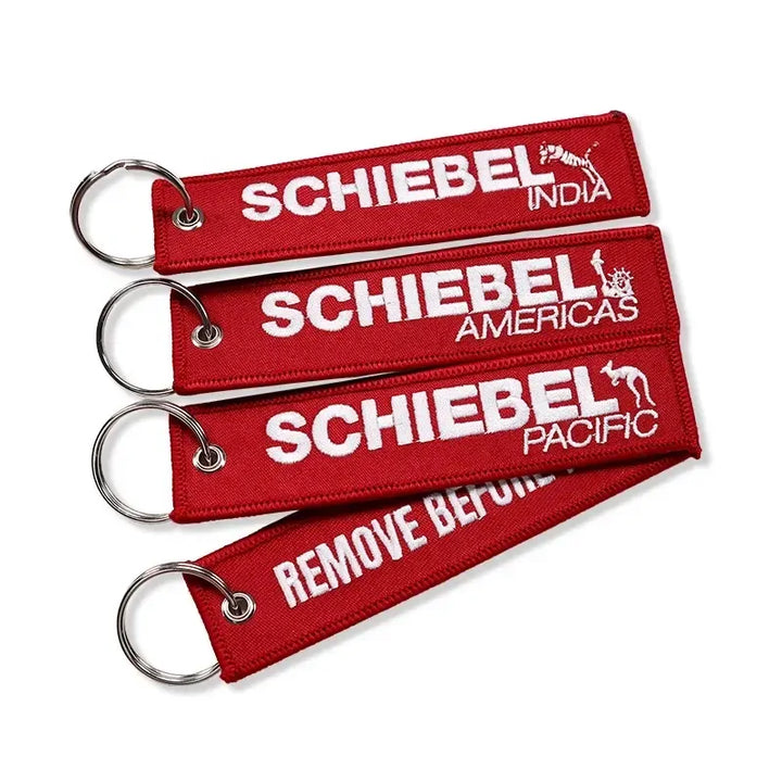 Double Sides Promotional Gift Embroidery Keychain Custom Woven Fabric Embroidered Jet Key Tag