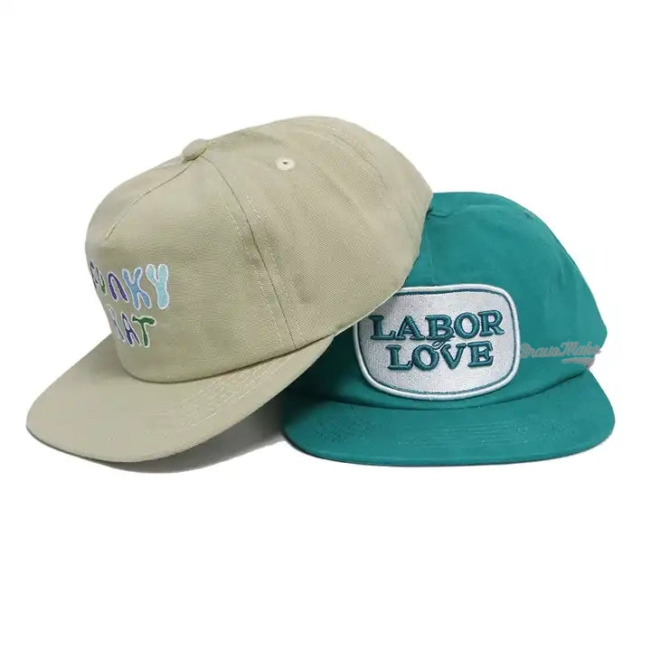 Custom New Style 5-Panel Blank Palin Unstructured Nylon Flat Bill Snapback Hat With Embroidery