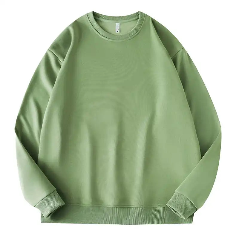 Fashion 380g Cotton+Polyester 6 Color Fleece Lined Pullover Man Crew Neck Sweatshirts