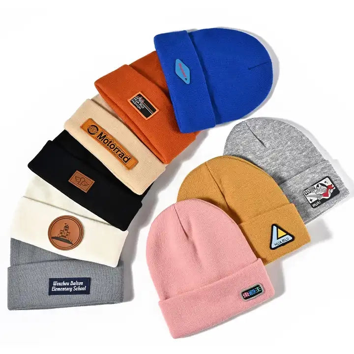 High Quality Winter Plain Dyed Custom Beanie Hat 100% Acrylic Warm Knitted Beanies Custom Logo