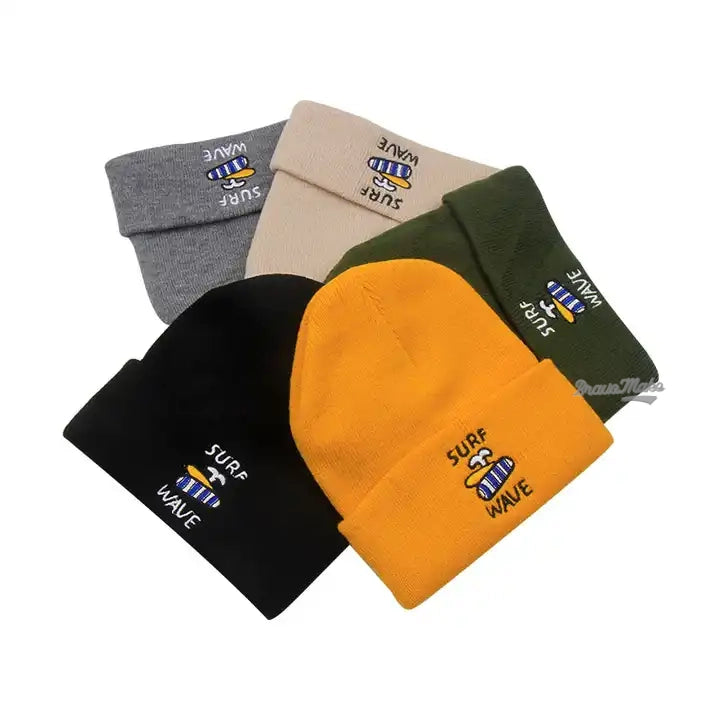 High Quality Winter Plain Dyed Custom Beanie Hat 100% Acrylic Warm Knitted Beanies Custom Logo