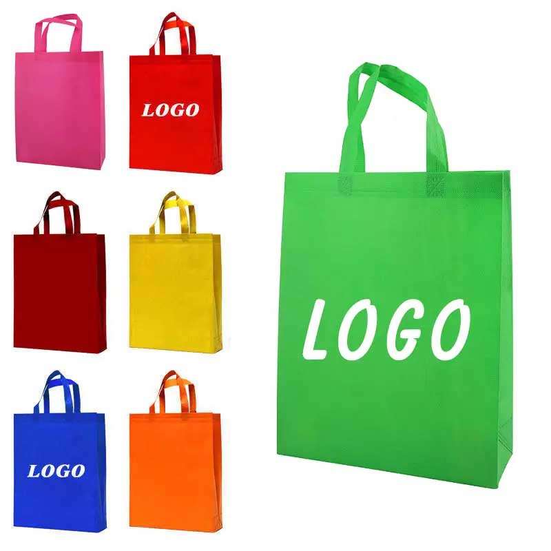 Custom Logo Eco Friendly Green Reusable Promotional Cheap Large Strong Grocery Tote Non Woven Box Shopping Bag For Supermarket