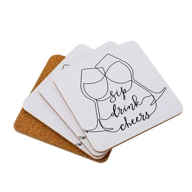 Coasters Blank With Cork Back Mdf Wholesale Custom Printed Round Square Cork Coasters