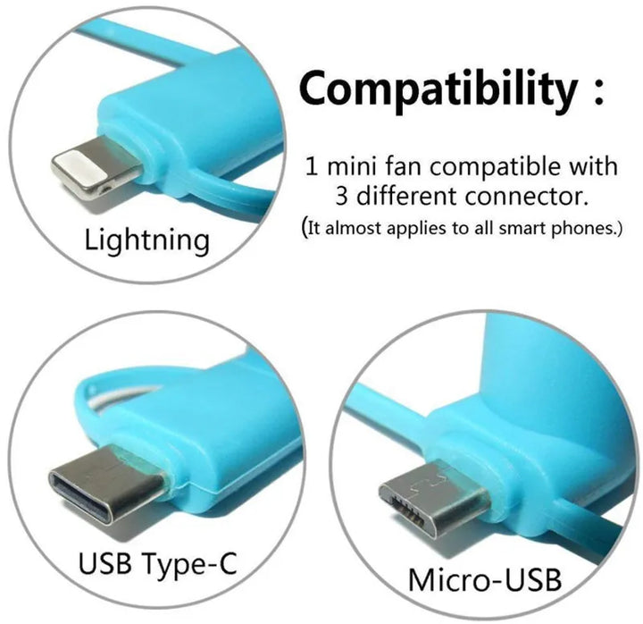 USB Gadgets GIft Hand Hold Mini USB Fan For Type C Portable Usb Cooling Fan 2 In 1 3 In 1 Phone Fan With Custom Logo