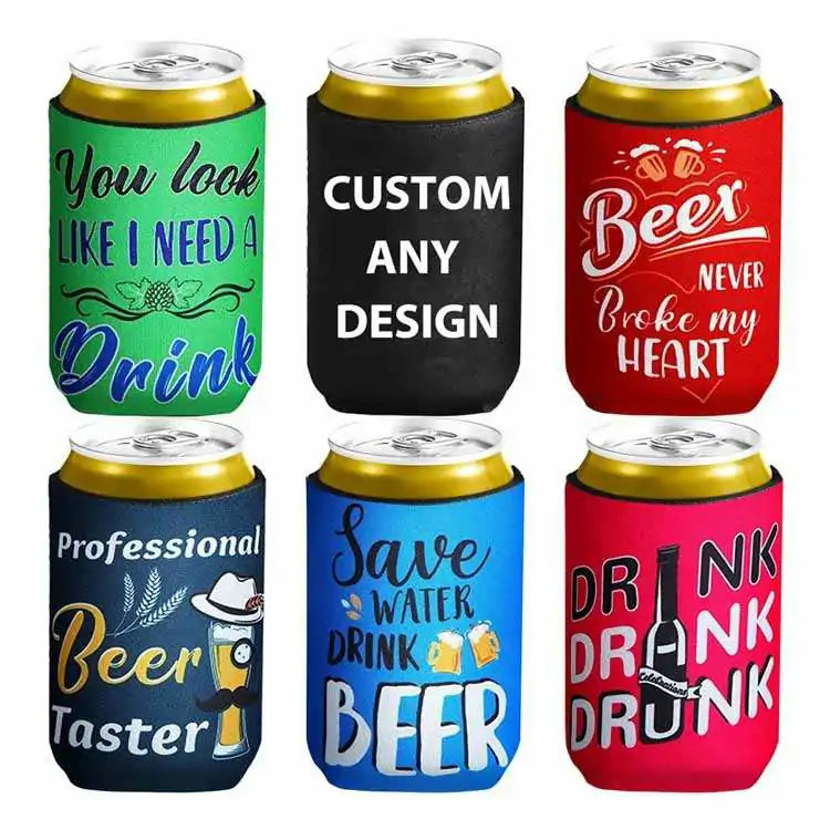 Middle Yellow High Quality Promotion Drink Stubby Holder Custom Neoprene Can Cooler Sublimation Printed Logo