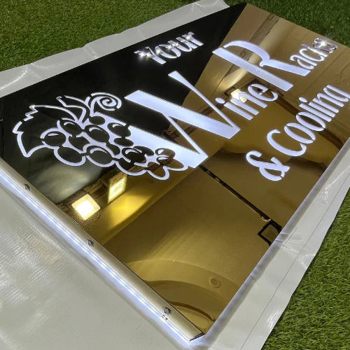 Gold Metal Backlit Sign - Custom Logo Light Box For Business
