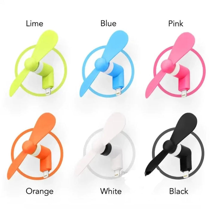 Flexible 3 in 1 mini portable cell phone fan for iphone android type-c