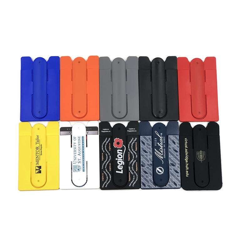 Promotional Products Silicone Cell Phone Wallets Two Pockets Silicone Phone Wallet Custom Phone Wallet