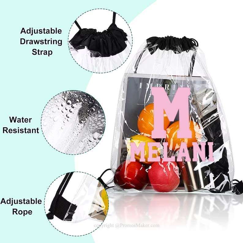 Stylish Waterproof Transparent Draw String Backpack Clear PVC Drawstring Bag Backpack